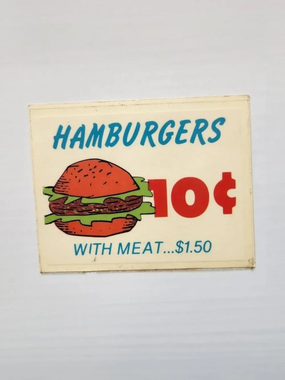 🍔 Vintage 1967 Topps NUTTY INITIALS Sticker “Hamburgers 10¢” Gag Card 🍟